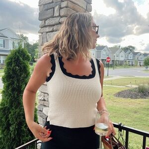 Elegant Black and White Knit Tank Top